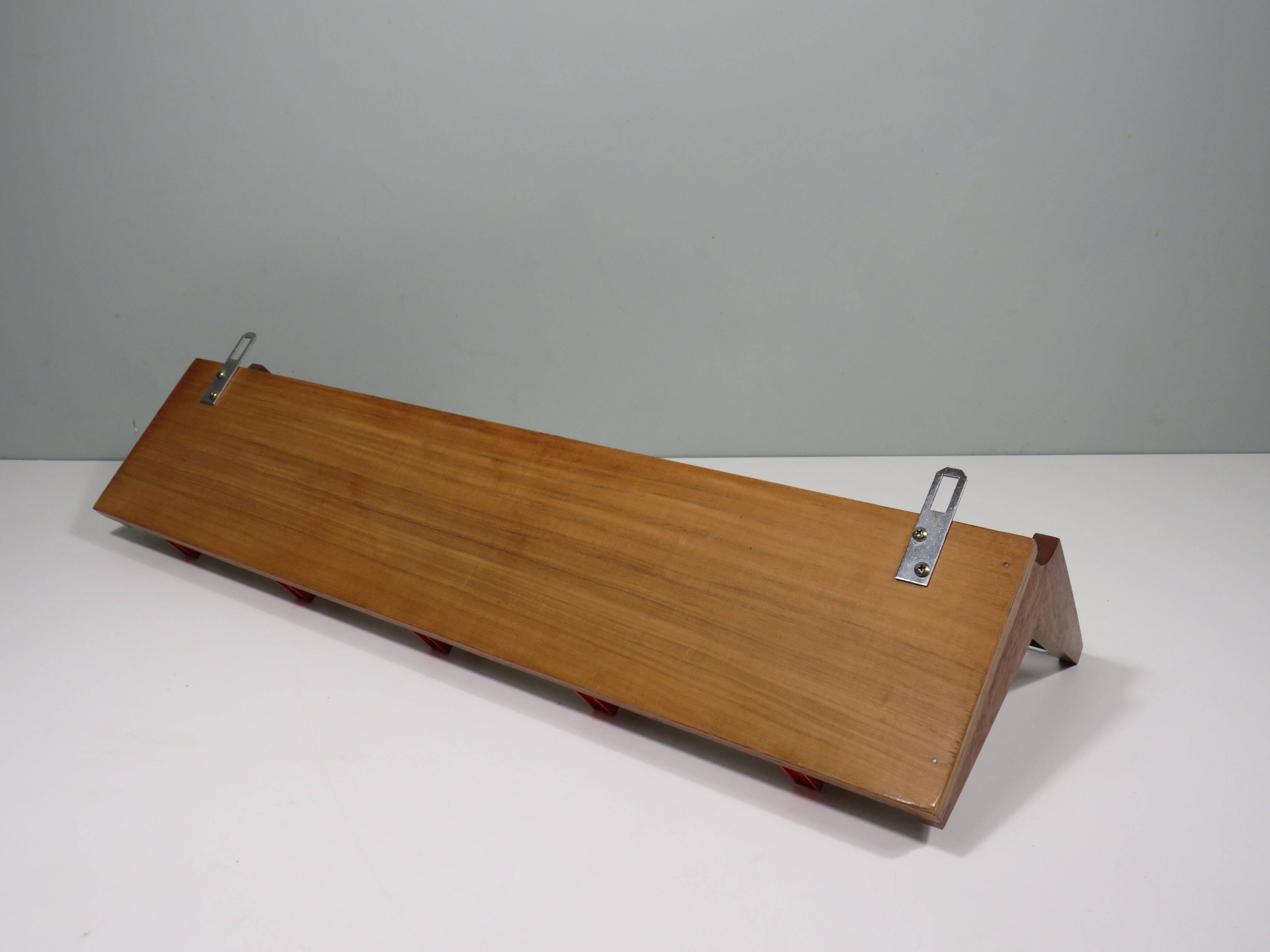 Vintage wall coat rack, 5 hooks, 1960-1970 Belgium