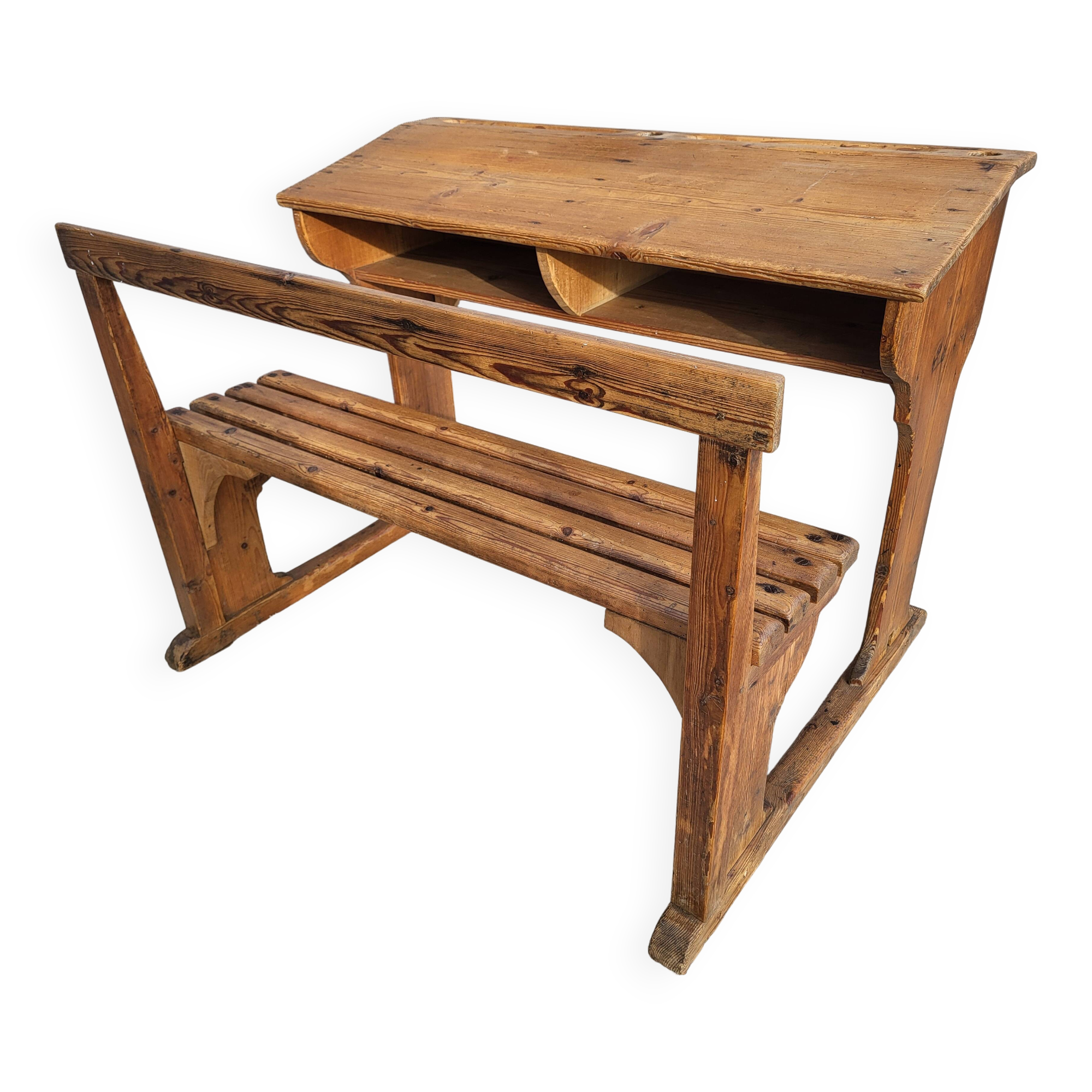 Double solid wood school desk