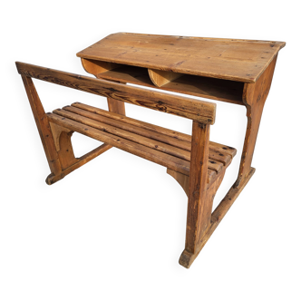 Double solid wood school desk