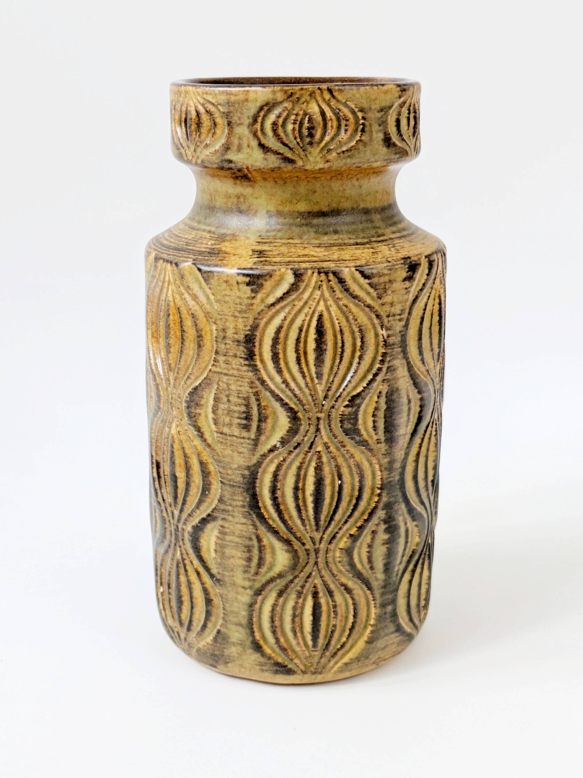 Vintage Scheurich vase from the 60s, yellow and brown Amsterdam decor