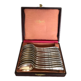 Series of 12 small silver metal spoons