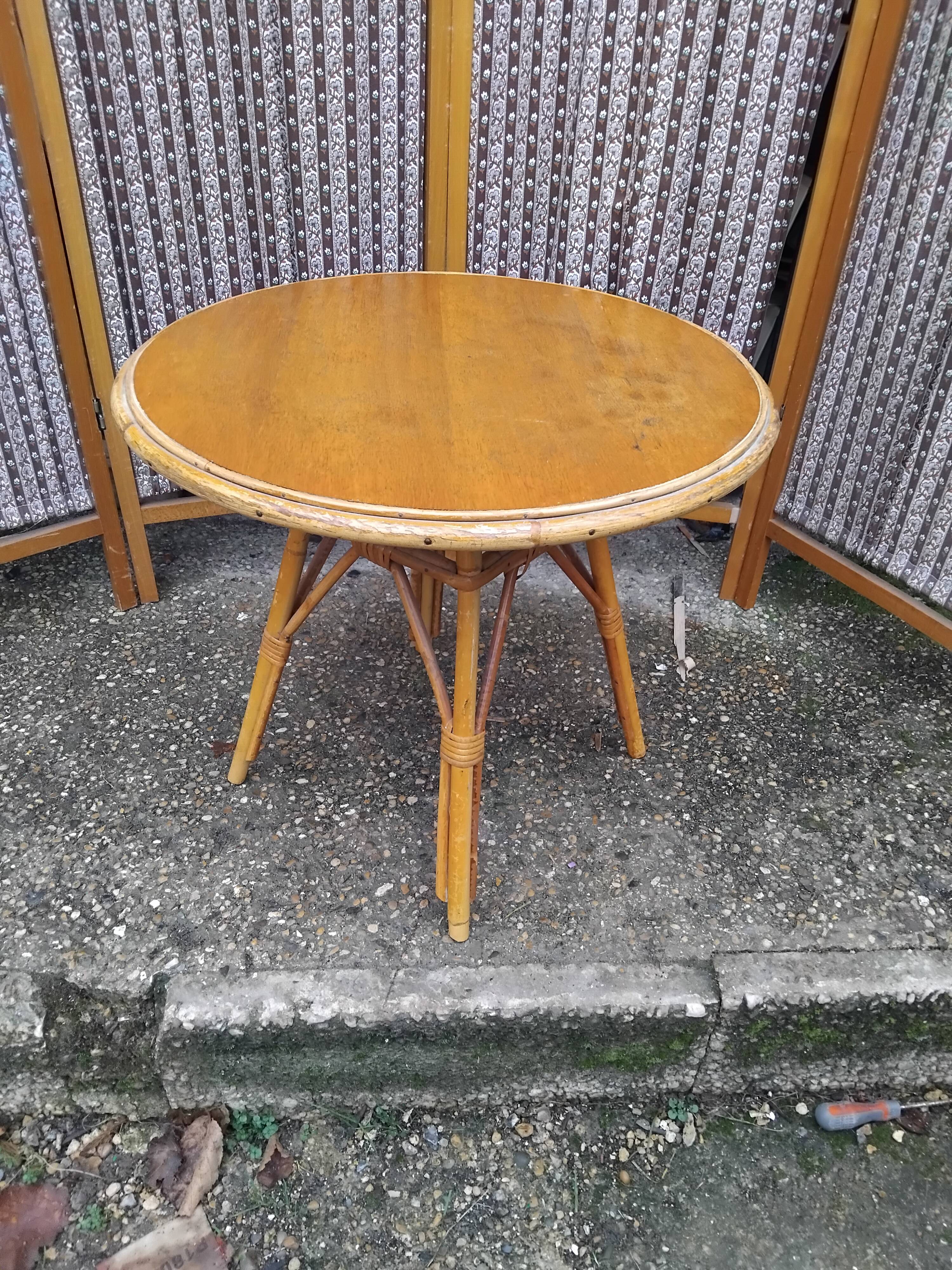 Table basse rotin vintage
