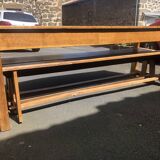 Farmhouse table with 2 solid oak benches