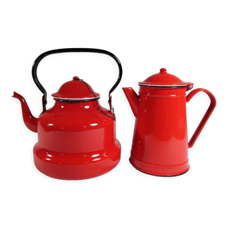 Japy enamelled kettle and coffee maker