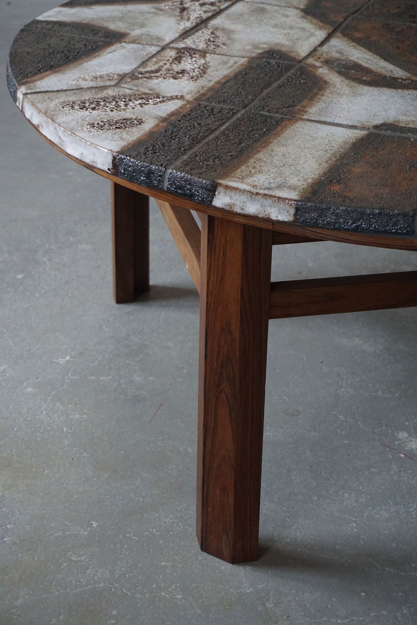 Mid century coffee table by Ole Bjorn Krüger in Stoneware and Rosewood, 1960s