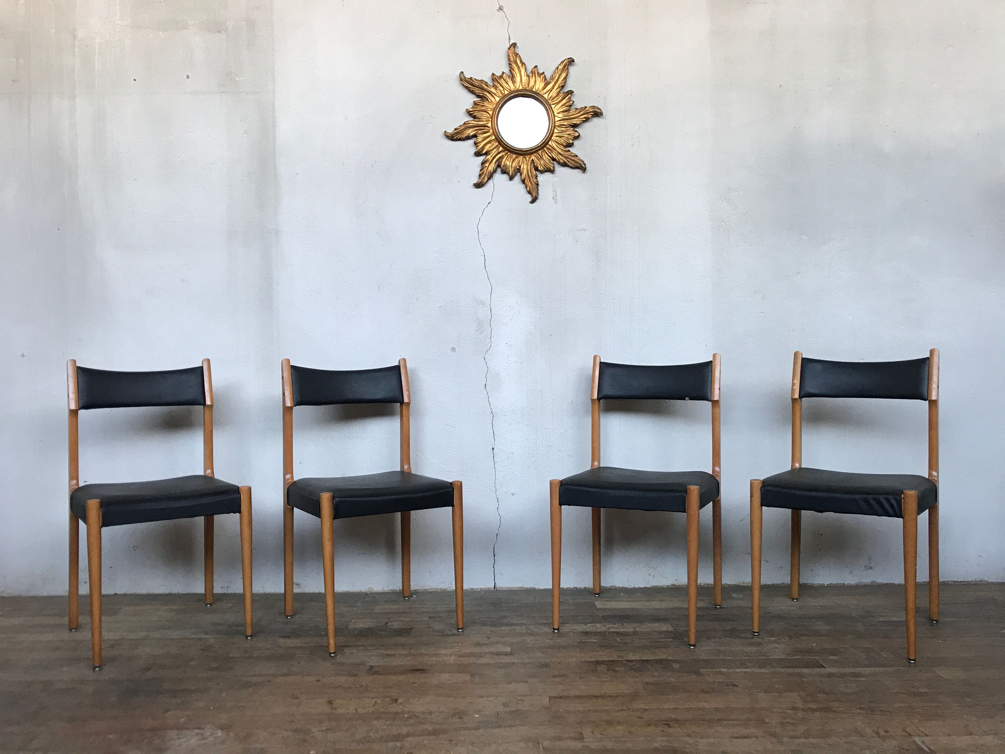 Série de 4 chaise Allemagne de l'est 1950 vintage