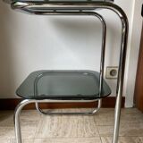 Vintage chrome and smoked glass side table
