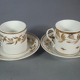 Antique coffee service: jug + 2 cups, old Paris porcelain, 19th century C657