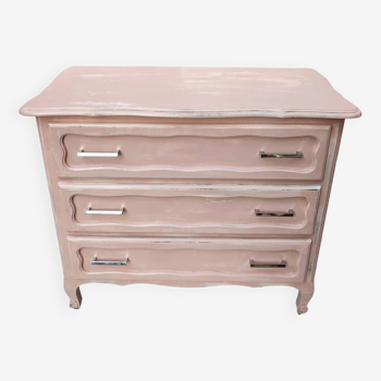 Commode rose patinée ancienne