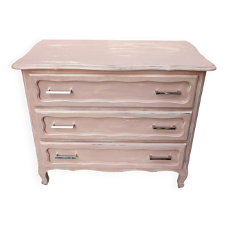Old patinated pink chest of drawers