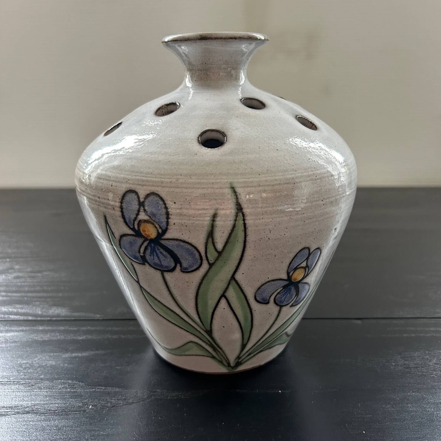 Vase with flowers and iris decor
