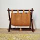 Foldable magazine rack in wood and jute fabric - brutalist