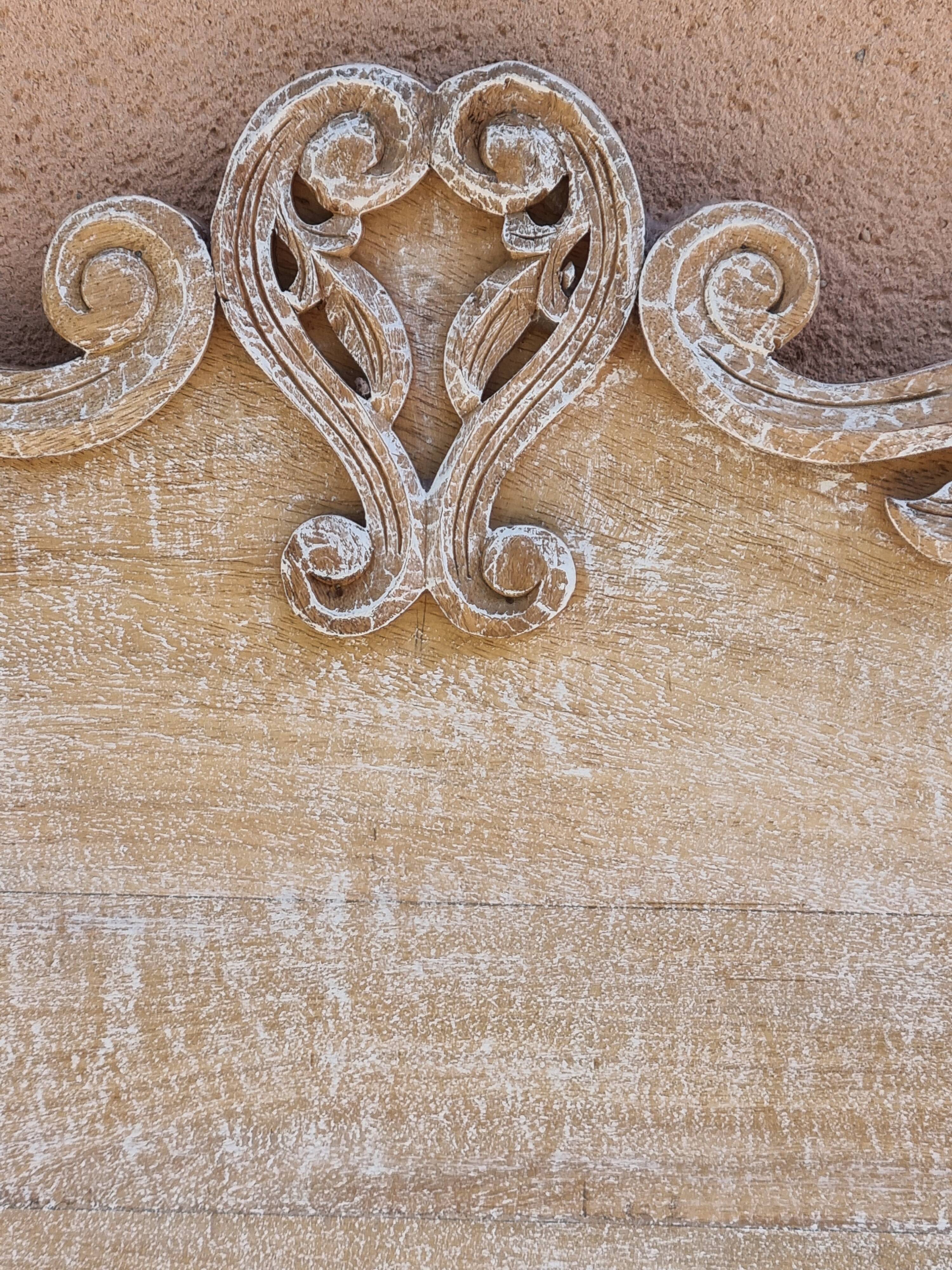 White cerused mango wood headboard