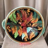 Fruit cup in vintage vallauris ceramic parrot foliage