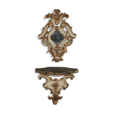 Modèle d’étagère avec miroir en bois sculpté, style baroque, XIXe siècle