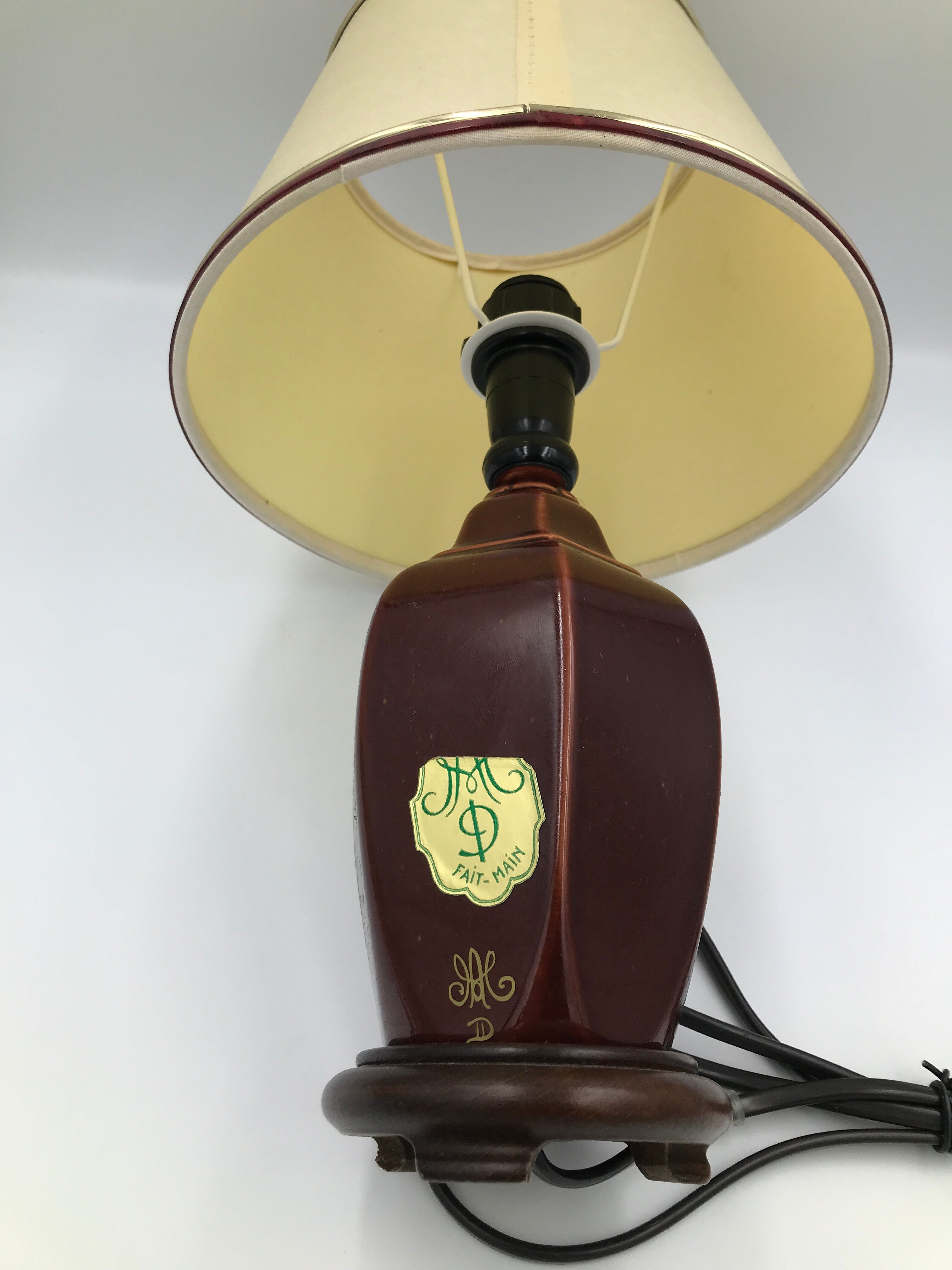 Old ceramic and wood bedside lamp