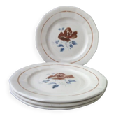 Set of 4 flat plates faience Sarreguemines, model 5040