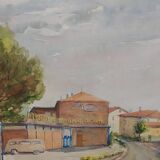 Guido hanset (1910-1992) watercolor on paper view of genoa ? 1968 signed