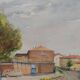 Guido hanset (1910-1992) watercolor on paper view of genoa ? 1968 signed