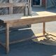 Large renovated antique table with 2 extensions in raw solid oak.