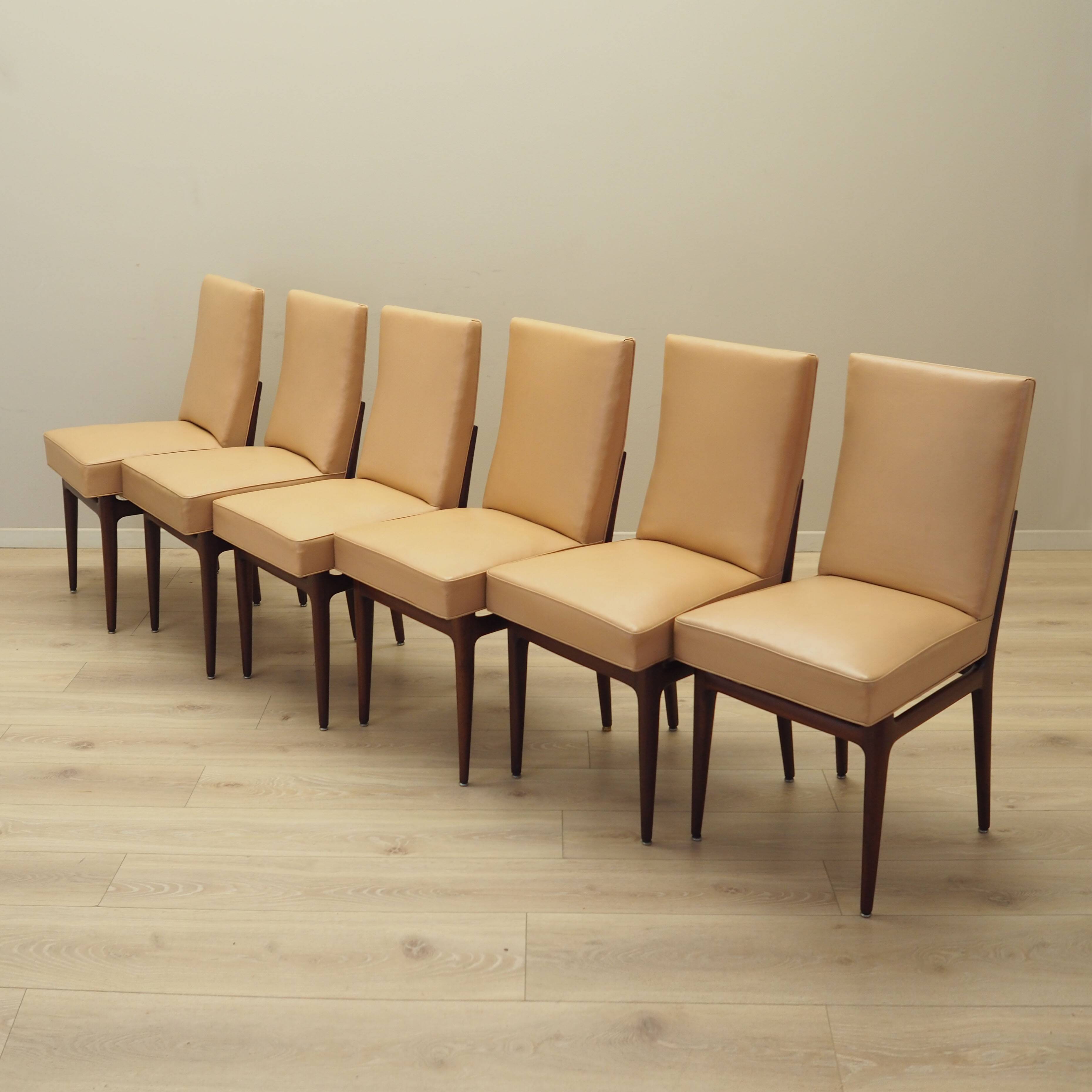 Set of six mahogany chairs, Italian design, 1960s, production: Italy