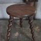 Vintage stool, wooden stool, tripod stool with turned legs, plant stand.