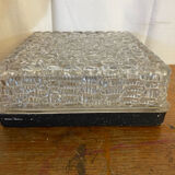 Antique Wall Lamp Ceiling Light Molded Glass + Vintage Black Metal Bracket