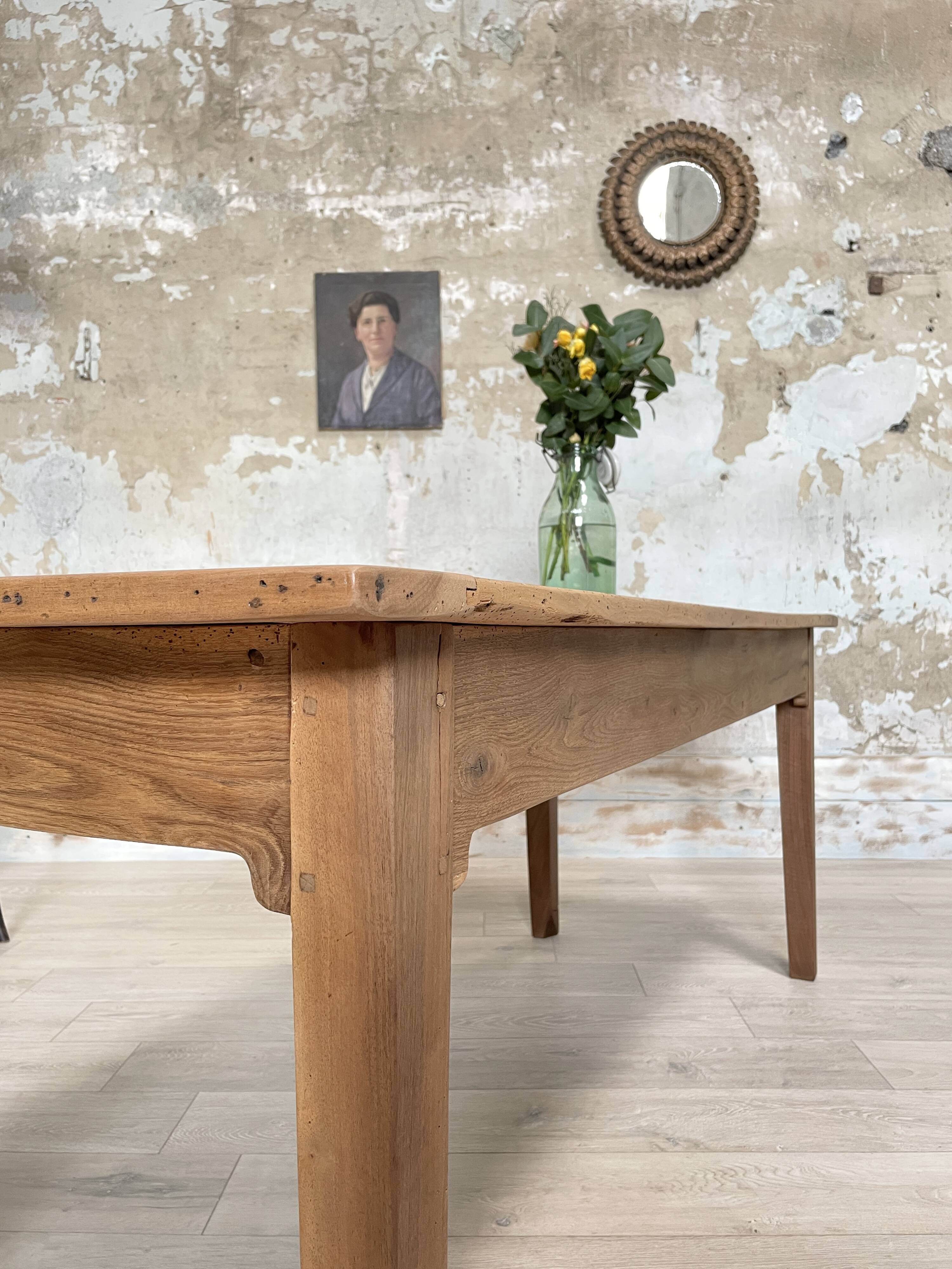 Vintage farmhouse table with spindle legs.