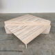 Up & Up large Italian Brutalist travertine coffee table, two-piece geometric mod