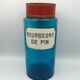 Flacon bocal de pharmacie apothicaire en verre bleu, plaque bourgeons de pin, 26,5 cm