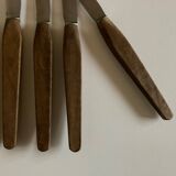 Set of 8 Scandinavian table knives 1960 wooden handle