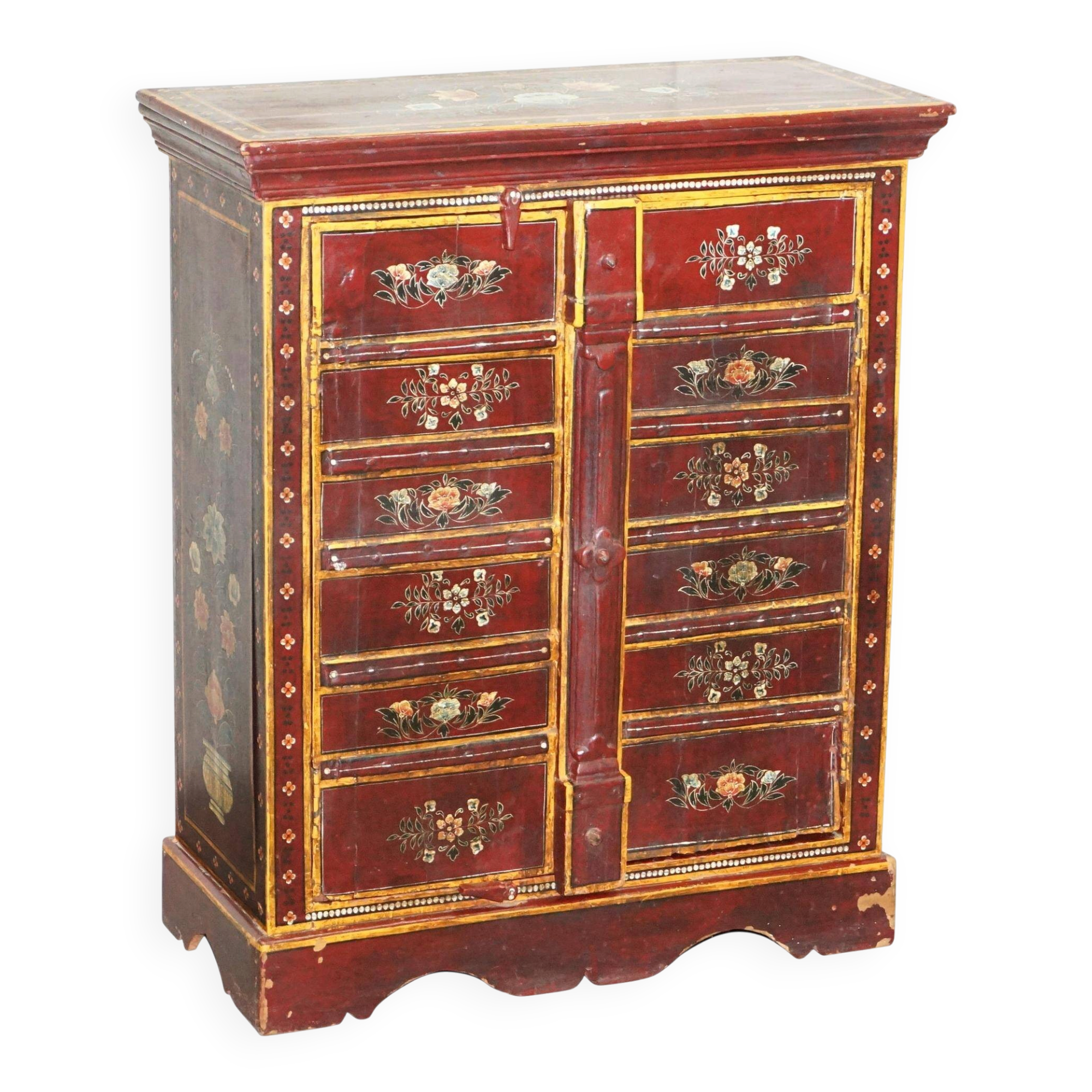 Buffet latéral peint à la main oriental circa 1900