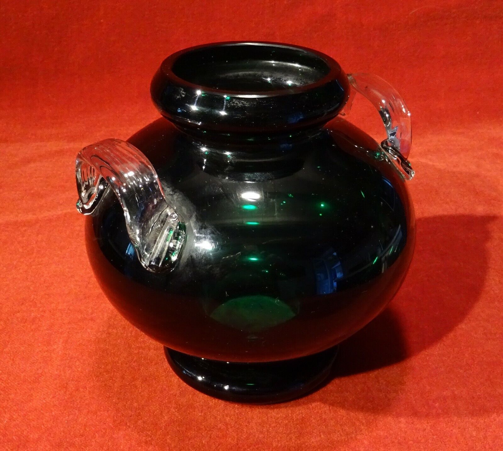 Vintage green glass vase 70's 80's