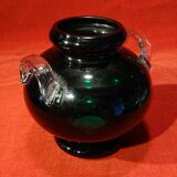 Vase en verre vert vintage 70's 80's