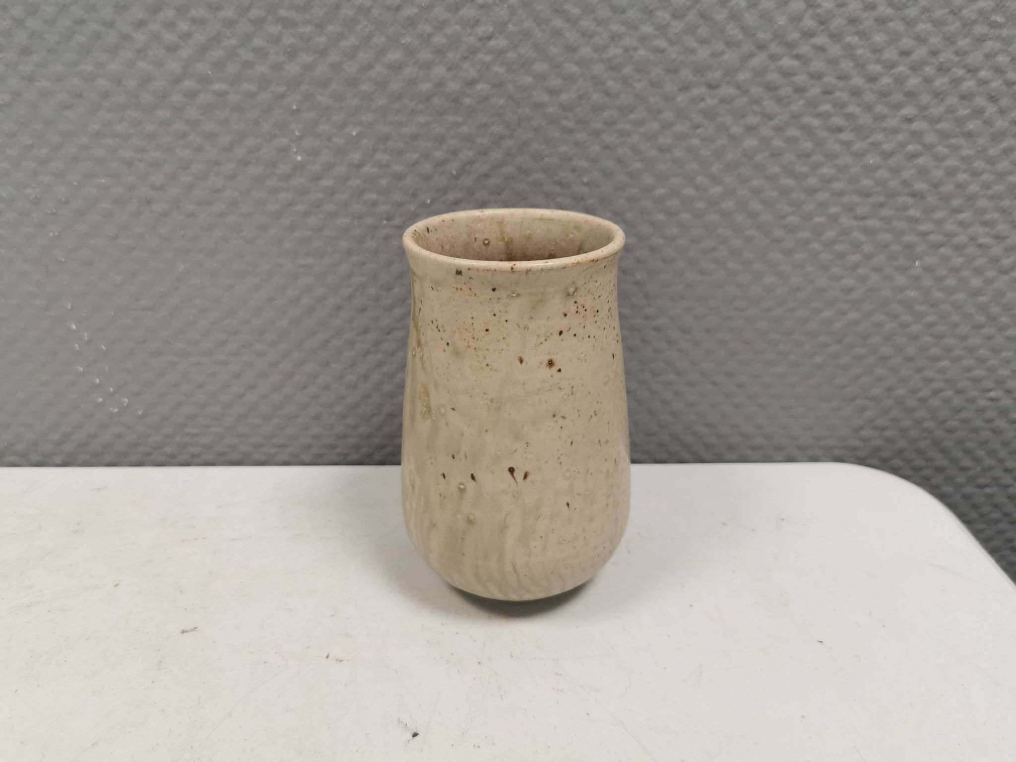 Small vase in beautiful beige glaze. Denmark 1970-80s