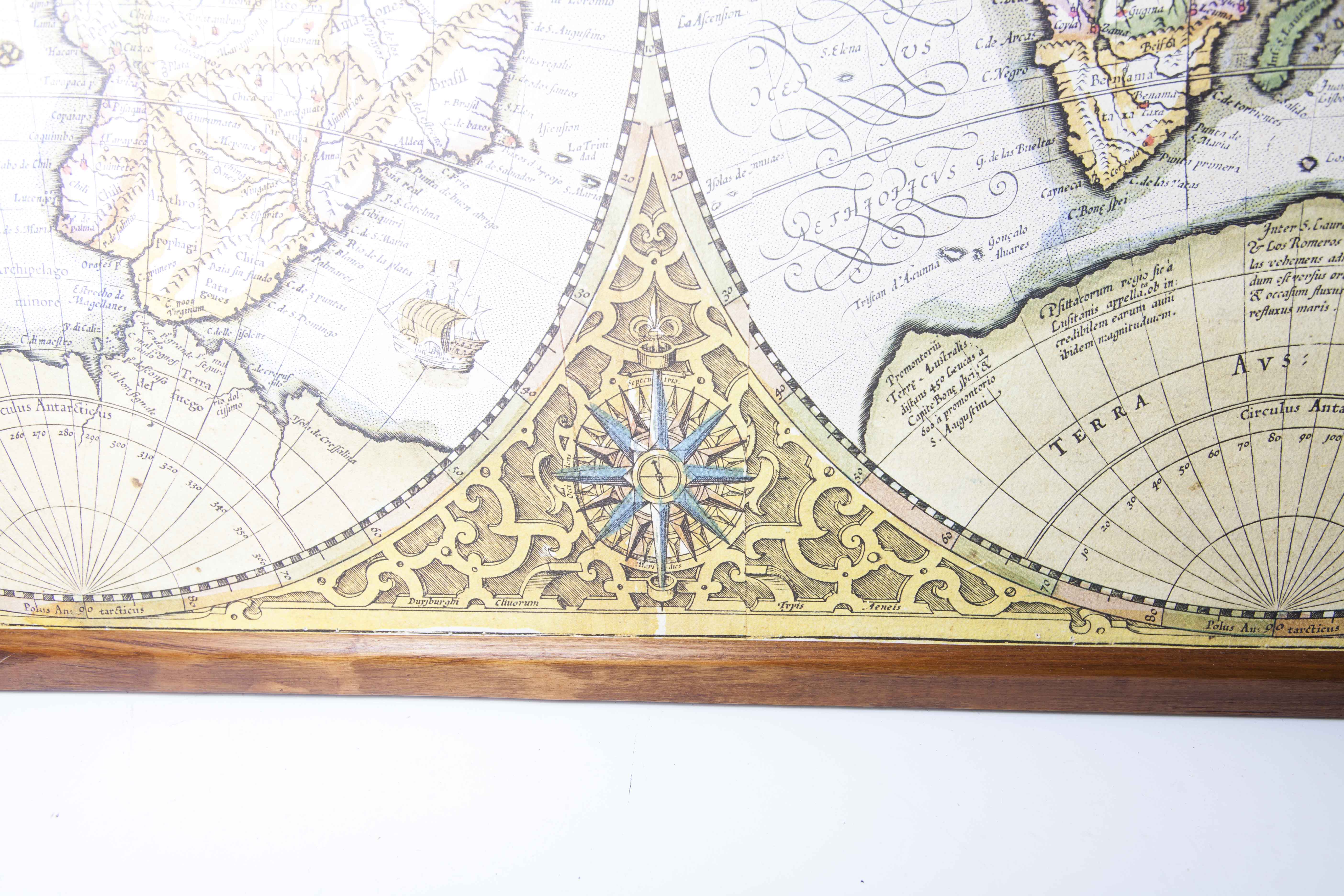 Frame and map "Orbis terrae compendiosa descriptio", Reproduction of an engraving Gérard Mercator