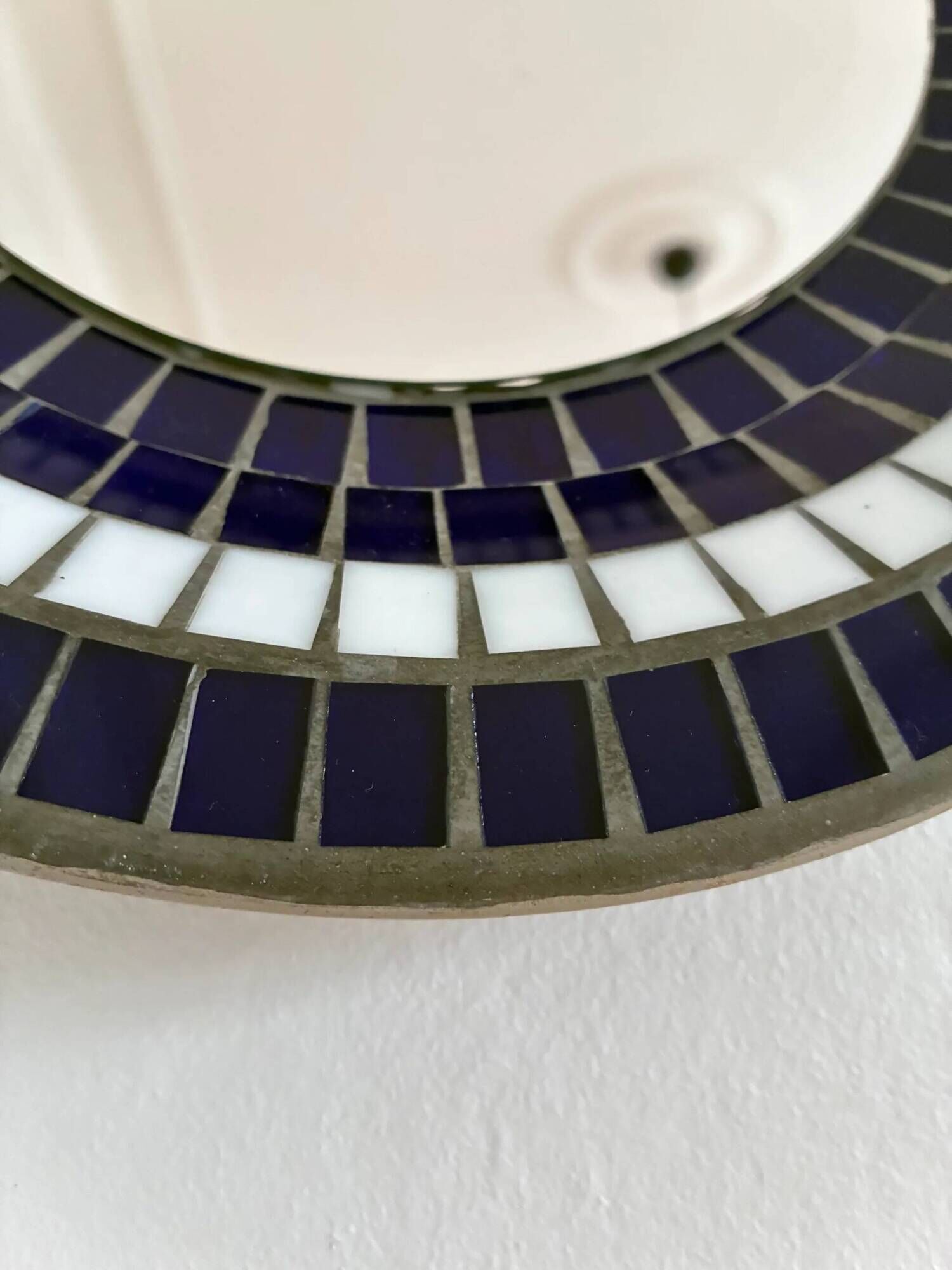 Vintage Danish round mosaic wall mirror, marked B. J. H. Moller, 1970s