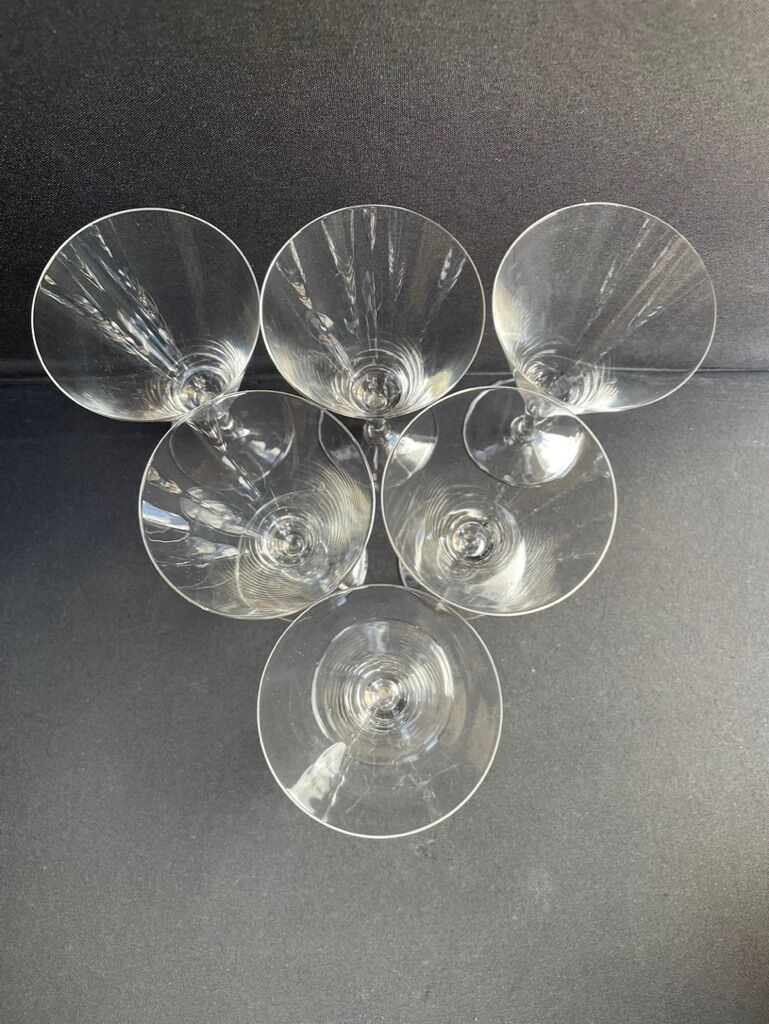 Conical foot glasses (6) - art nouveau - plain light blown crystal