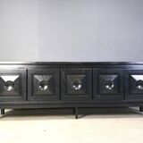 Ebonized wooden brutalist credenza, 1970s