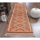 1970s Vintage Turkish Hand-Knotted Wool Cotton Orange Runner Rug 96x346