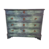 Patinated solid wood chest of drawers