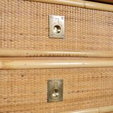 Bamboo and rattan chest of drawers or sideboard by Dal Vera, Italy, 1979