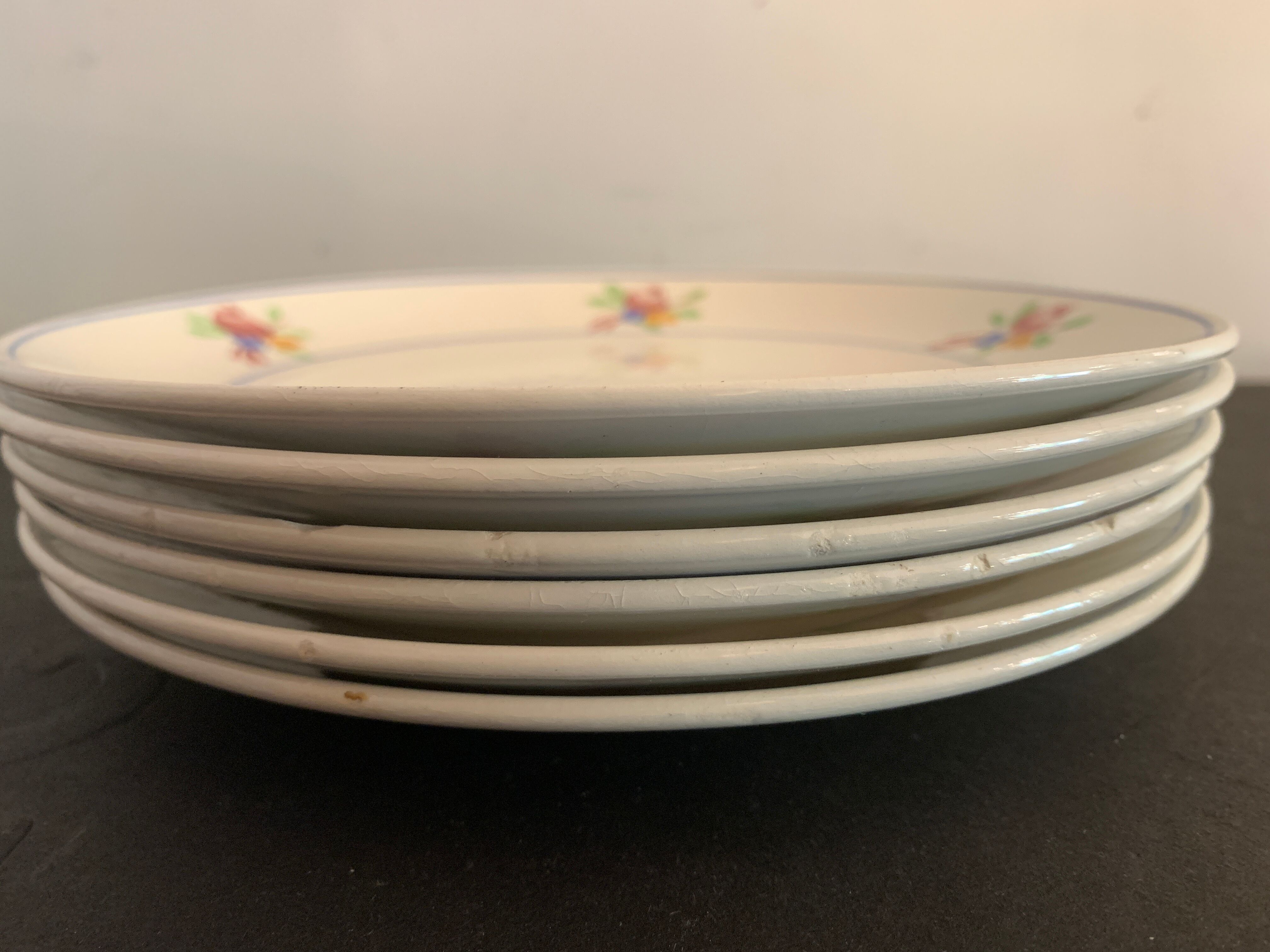 6 Gien dessert plates, Nice model, 1950