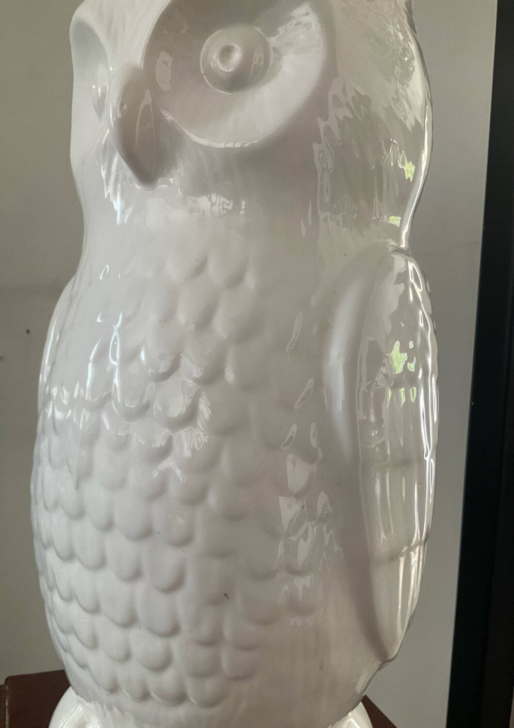 Vintage glazed ceramic owl umbrella stand