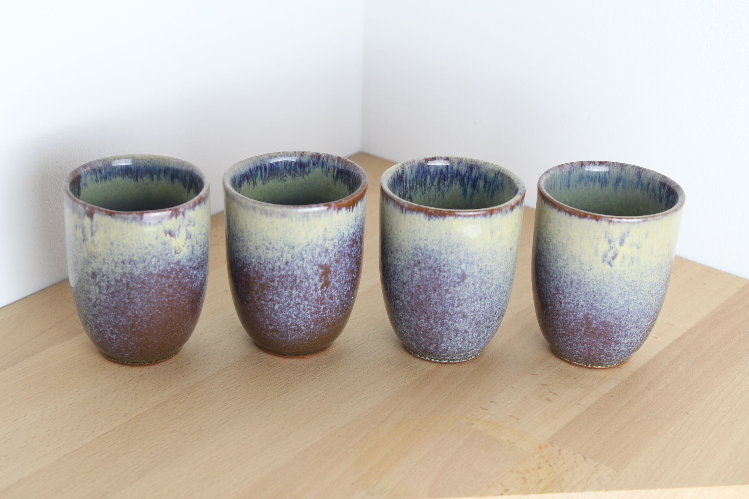 Set of 4 blue ceramics cups