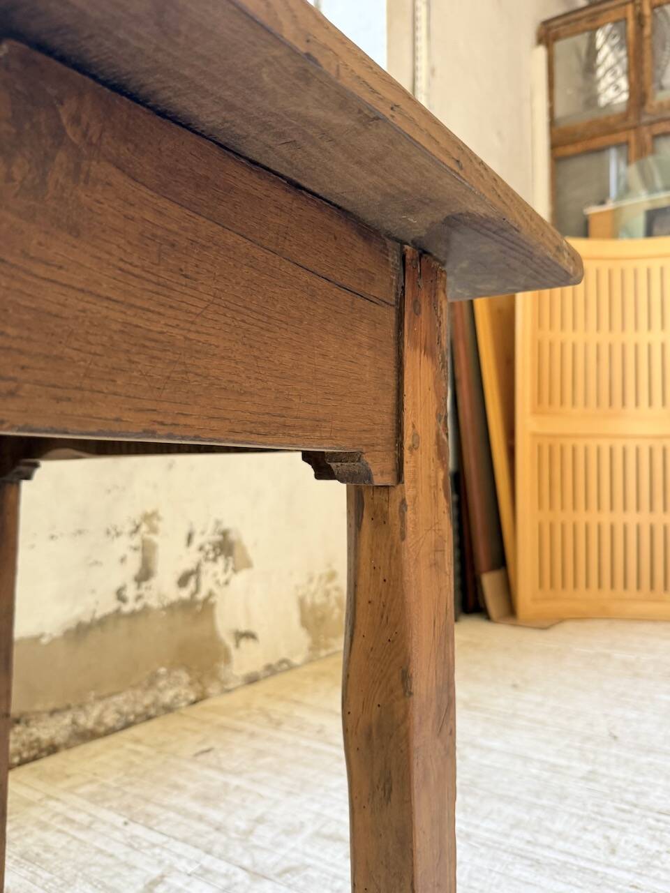 1950s oak farmhouse table with spindle legs