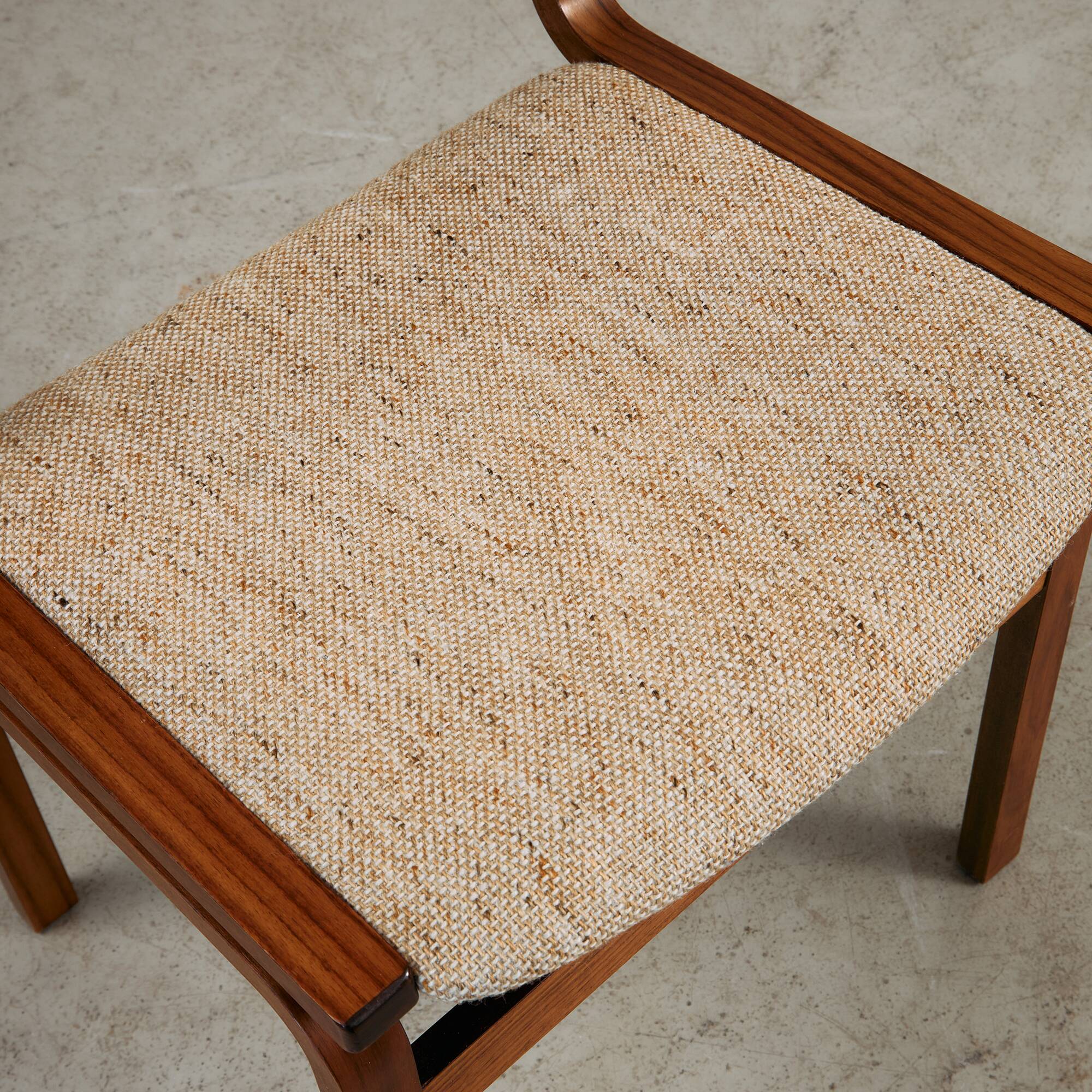 Mid-Century Bentwood Chair Set in Stained Beech with Wool Upholstery