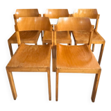 5 chaises empilables vintage — Rainer Schell  Schlapp Möbel 1960s