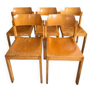 5 chaises empilables vintage — Rainer Schell  Schlapp Möbel 1960s