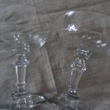 Pair of old champagne glasses crystal faceted louis Philippe